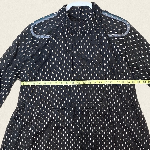 ASOS Maternity High Neck Long Sleeve Black/Gold Metallic Chiffon Mini Dress NWOT - Picture 11 of 15